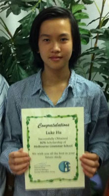 Luke Hu successfully got Melbourne Grammar 80% scholorship